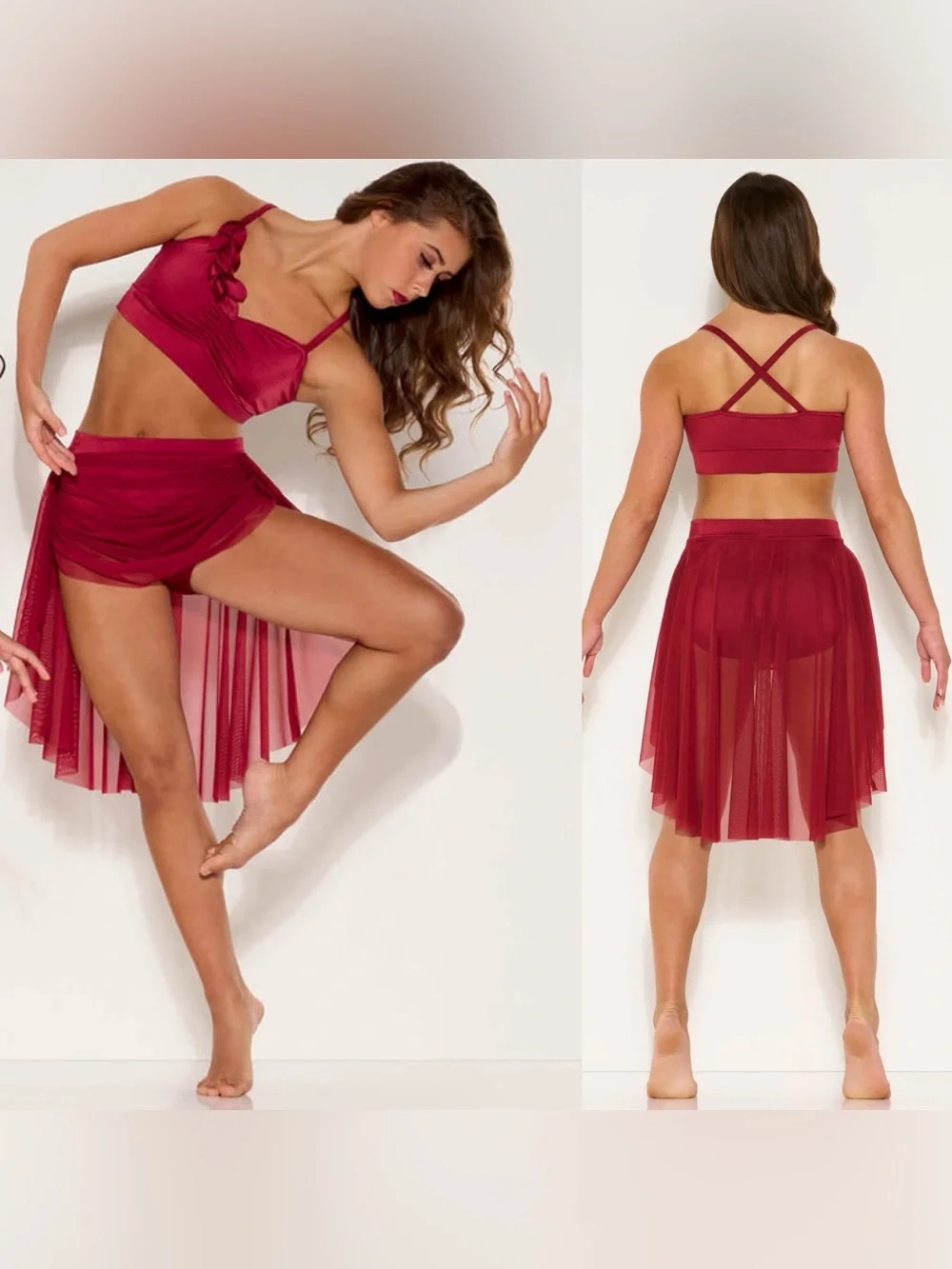 Kelle dance solo costume red 2 piece changing season 2898 SA-Small adult